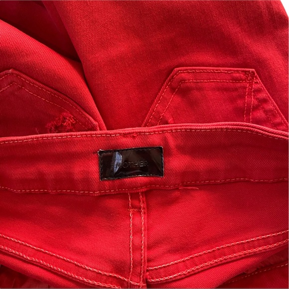 Mother USA Looker Ankle Fray Blowout Red Wash Denim Mid-Rise Raw Hem Jean 25x26 - Picture 12 of 15